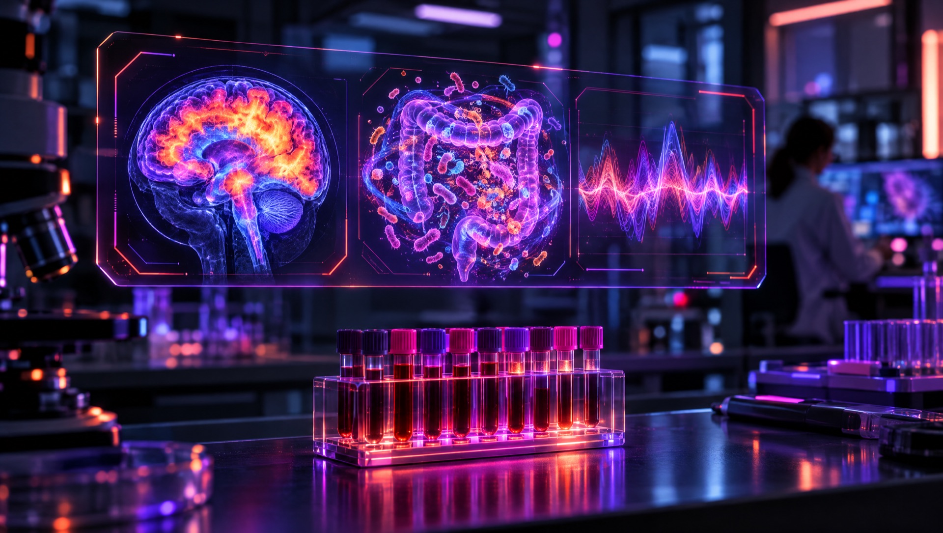 Brain imaging scans and diagnostic data displays