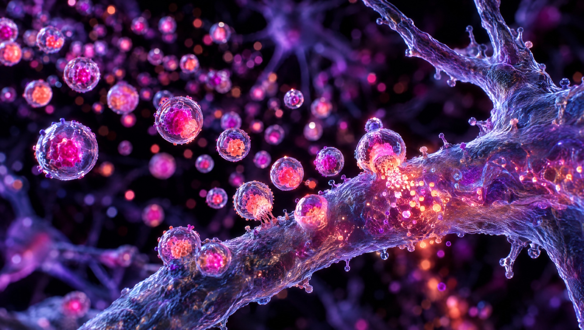 Nano-sized exosome vesicles drifting between cells